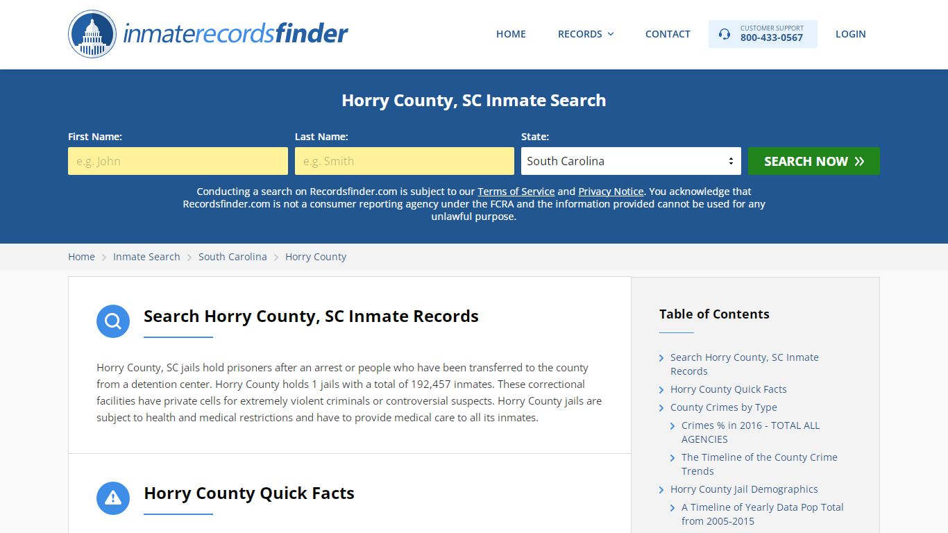 Horry County, SC Inmate Lookup & Jail Records Online - RecordsFinder